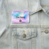 Holographic Trendy Cute Glitter Drips Employee 名札 (インサイチュ)