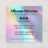 Holographic Unicorn Bold QR Code Hair & Makeup スクエア名刺 (裏面)