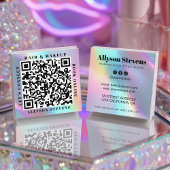 Holographic Unicorn Bold QR Code Hair & Makeup スクエア名刺