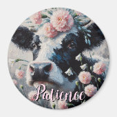 Holstein Cow Flowers Farm Farmhouse Personalized マグネット (正面)