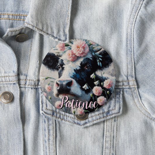 Holstein Cow Flowers Farm Farmhouse Personalized 缶バッジ (インサイチュ)