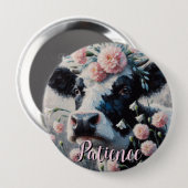 Holstein Cow Flowers Farm Farmhouse Personalized 缶バッジ (正面&裏面)