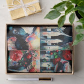 Holstein Cow Picket Fence Red Roses Decoupage 薄葉紙 (ギフト)