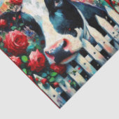 Holstein Cow Picket Fence Red Roses Decoupage 薄葉紙 (詳細)