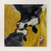 Holstein Cows and Old Wood Barn ジグソーパズル (横)