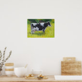 Holstein Dairy Cow in Pasture, Oil Pastel Painting ポスター (キッチン)