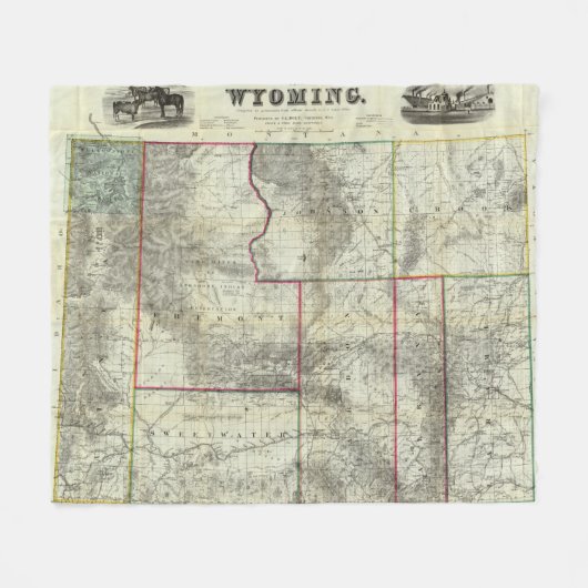Holtの新しい地図、ワイオミング フリースブランケット (正面(横))
