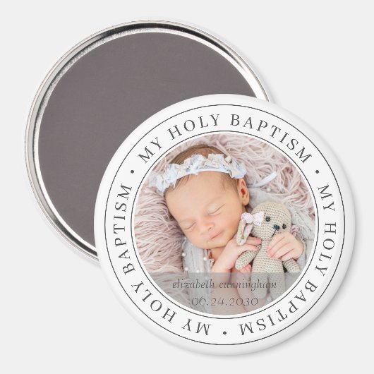 Holy Baptism Simple Frame Modern Custom Photo マグネット (正面/裏面)