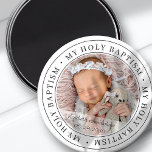 Holy Baptism Simple Frame Modern Custom Photo マグネット<br><div class="desc">This simple and classic design is composed of serif typography and add a custom photo. "My Holy Baptism" circles the photo of your baby,  child,  etc</div>