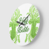 Holy Bible Wall Clock – Christian Green ラージ壁時計 (傾斜)