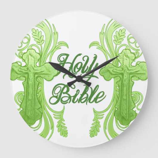 Holy Bible Wall Clock – Christian Green ラージ壁時計 (正面)