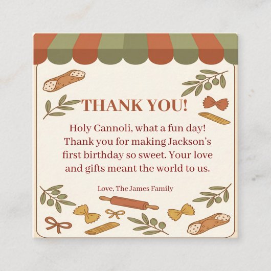 Holy Cannoli! First Birthday  エンクロージャーカード (正面)