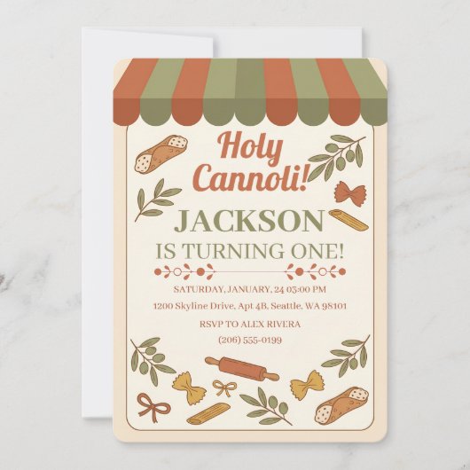 Holy Cannoli! First Birthday 招待状 (正面)