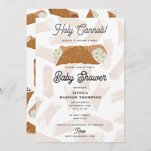 Holy Cannoli Funny Italian Baby Shower 招待状 (正面/裏面)