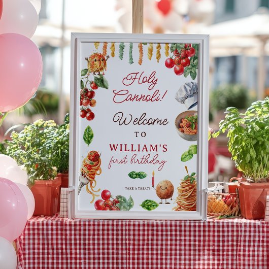 Holy Cannoli little meatball 1st birthday welcome ポスター