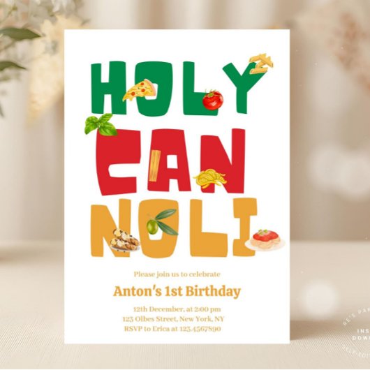 Holy Cannoli Pizza Italian Birthday 招待状