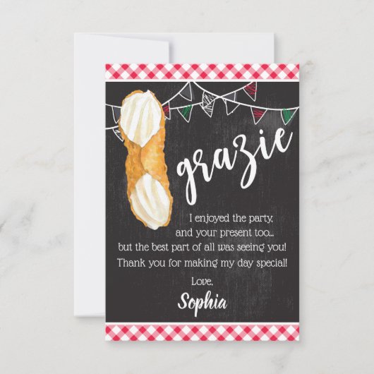 Holy Cannoli - Thank You Note Italian Birthday サンキューカード (正面)