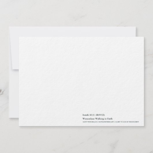 Holy Card | Saint Wenceslaus Walking in the Rain 招待状 (裏面)