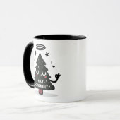 Holy Chrismaroly Mug Cute Floating Christmas Tree マグカップ (正面左)