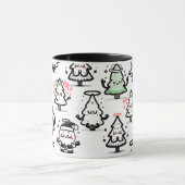 Holy Chrismaroly Pattern – Funny Christmas Trees マグカップ (中央)
