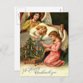 Holy Christmas Kids Angels Vintage シーズンポストカード (正面/裏面)