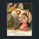 Holy Christmas Kids Angels Vintage シーズンポストカード<br><div class="desc">Original vintage Christmas illustration with kids and angels.</div>