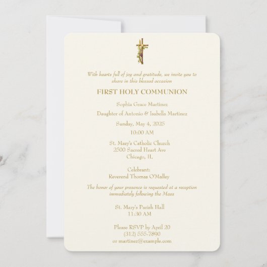 Holy Communion Eucharist Chalice Invitation 招待状 (裏面)