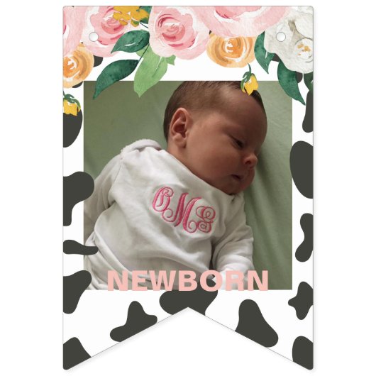 Holy Cowの最初の誕生日12ヶ月の写真 バンティングフラッグ (第2の旗)