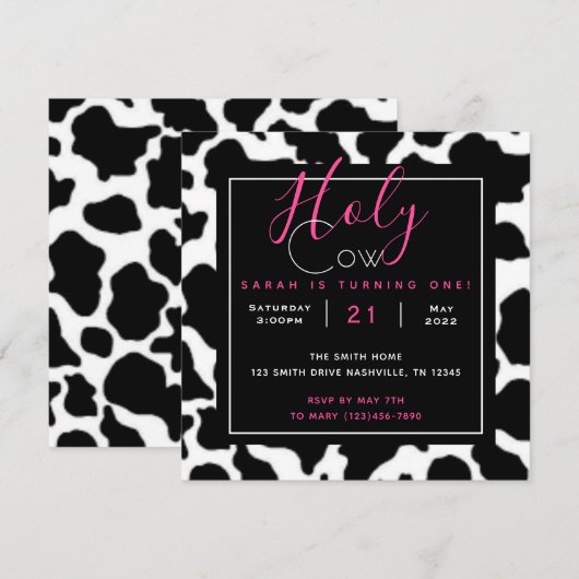 Holy Cow！1歳の招待状 招待状 (正面/裏面)
