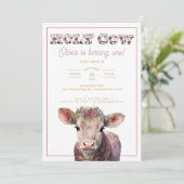 Holy Cow 1st Birthday招待状with Cow Art 招待状 (スタンド正面)
