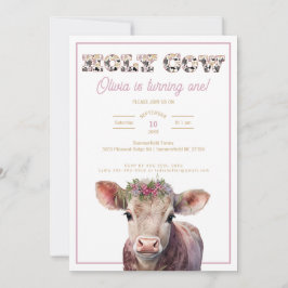 Holy Cow 1st Birthday招待状with Cow Art 招待状