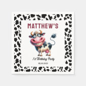 Holy Cow! 1st Birthday | Animal First Birthday  スタンダードカクテルナプキン (正面)