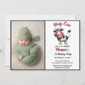 Holy Cow! 1st Birthday | Animal First Birthday  招待状 (正面)