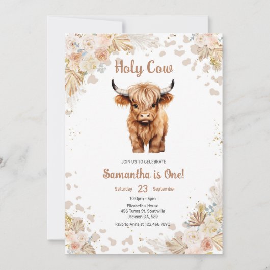 Holy Cow Birthday Invitation 招待状 (正面)