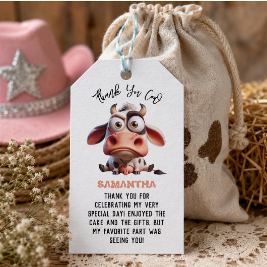 Holy Cow Caricatures I’m One Cowgirl 1st Birthday ギフトタグ