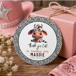 Holy Cow Caricatures I’m One Cowgirl 1st Birthday ラウンドシール
