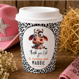 Holy Cow Caricatures I’m One Cowgirl 1st Birthday 紙コップ