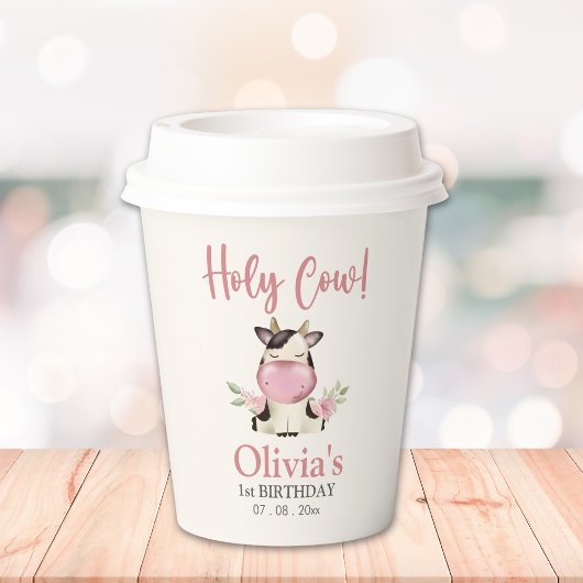 Holy cow! - Cute 1st Birthday Girl 紙コップ
