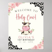 Holy cow! - Cute 1st Birthday Girl with Cow Theme ポスター (正面)