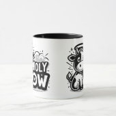 Holy Cow Cute Angel Cow Mug – Funny Black & White  マグカップ (中央)