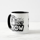 Holy Cow Cute Angel Cow Mug – Funny Black & White  マグカップ (正面左)