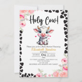 Holy Cow , Cute Cow Baby shower Girl 招待状 (正面)