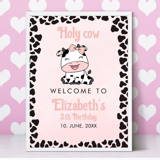Holy Cow, Cute cow birthday girl ポスター