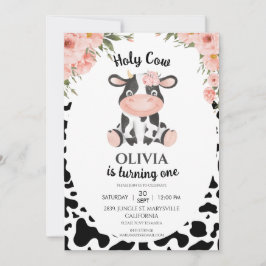 Holy cow Farm animals Barnyard 1st 2nd Birthday 招待状