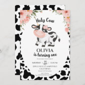 Holy cow Farm animals Barnyard 1st 2nd Birthday 招待状 (正面/裏面)