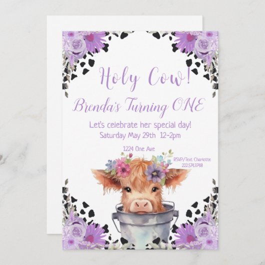 Holy Cow First Birthday   Invitation 招待状 (正面/裏面)