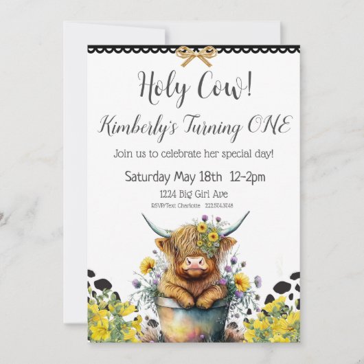 Holy Cow First Birthday   Invitation 招待状 (正面)
