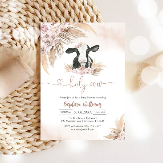 Holy Cow Floral Baby Shower Invitation 招待状