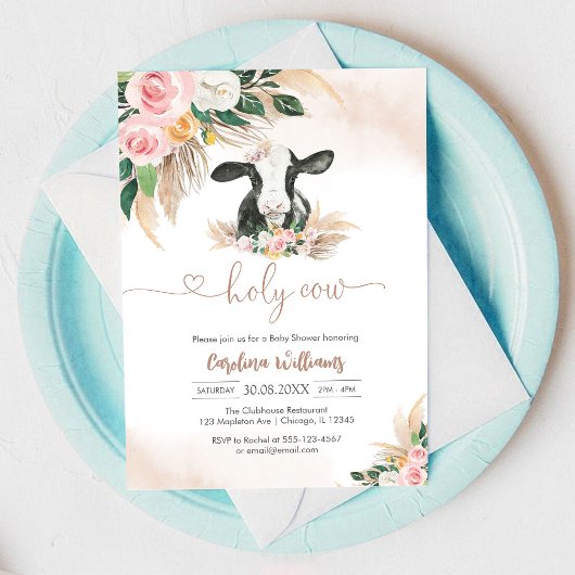 Holy Cow Floral Baby Shower Invitation 招待状