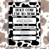 Holy Cow Funny Black White 40th Birthday 招待状